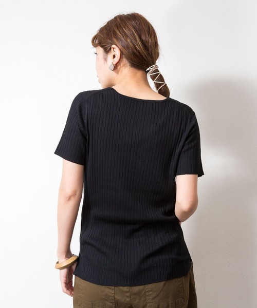 「atONE」 「LARU」半袖ニット M-L オフホワイト レディース_画像5