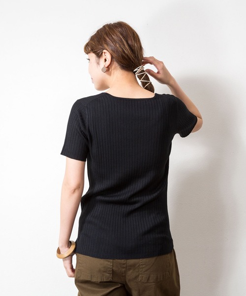 「atONE」 「LARU」半袖ニット M-L オフホワイト レディース_画像6