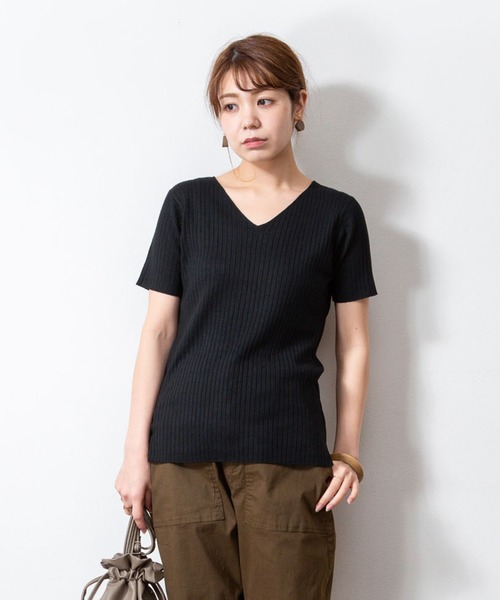 「atONE」 「LARU」半袖ニット M-L オフホワイト レディース_画像7