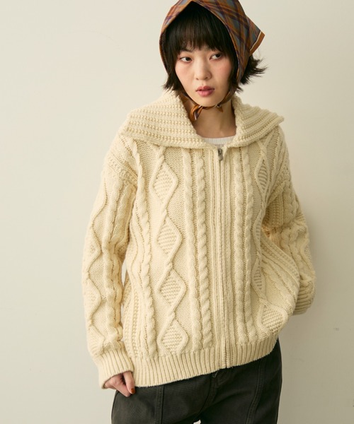 full/fill. カーディガン cable zip knit / ケーブルジップニット