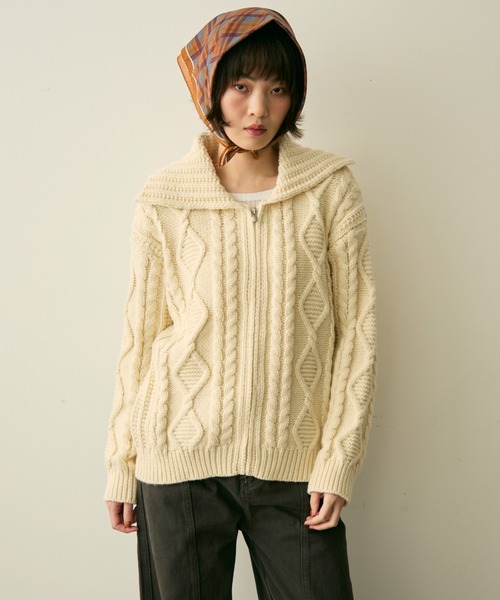 full/fill. カーディガン cable zip knit / ケーブルジップニット