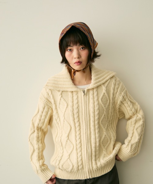 full/fill. カーディガン cable zip knit / ケーブルジップニット