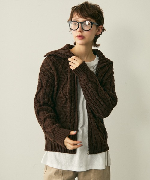 full/fill. カーディガン cable zip knit / ケーブルジップニット