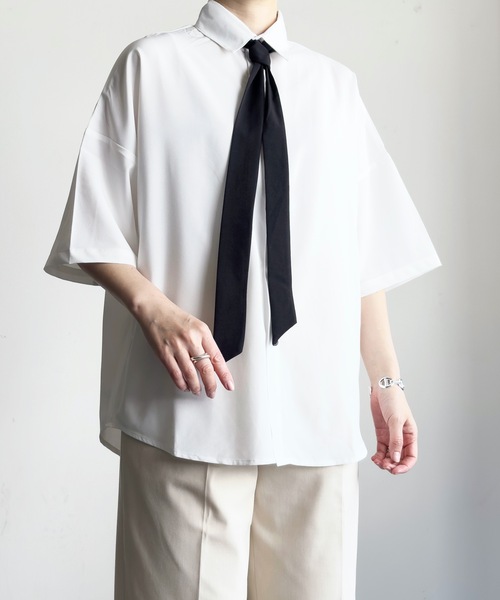 「COMMON WARE」 「HALHAM」半袖シャツ M ブラック レディース_画像4