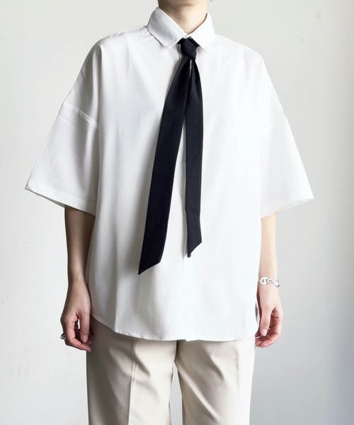 「COMMON WARE」 「HALHAM」半袖シャツ M ブラック レディース_画像5