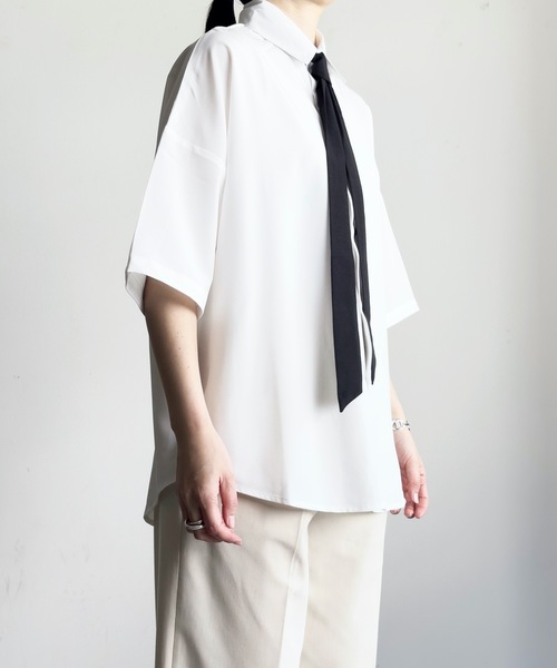 「COMMON WARE」 「HALHAM」半袖シャツ M ブラック レディース_画像6