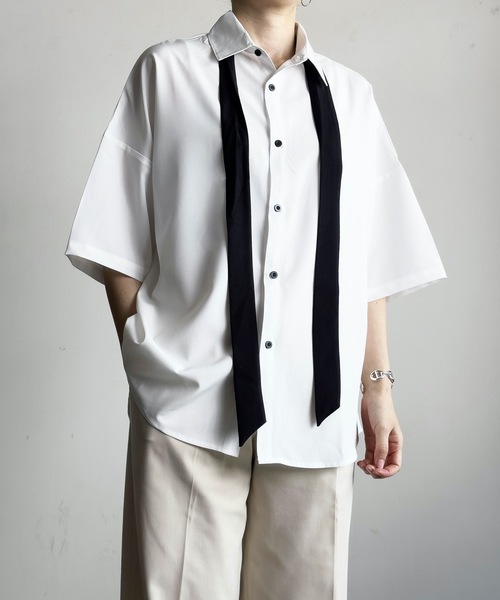 「COMMON WARE」 「HALHAM」半袖シャツ M ブラック レディース_画像7