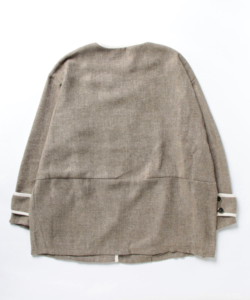 「BITTOKO」 ノーカラージャケット FREE グレー レディース_画像2