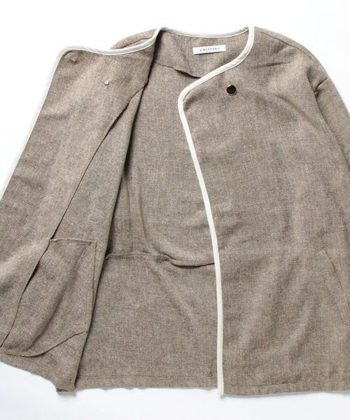 「BITTOKO」 ノーカラージャケット FREE グレー レディース_画像3