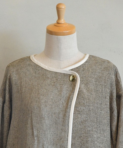 「BITTOKO」 ノーカラージャケット FREE グレー レディース_画像4