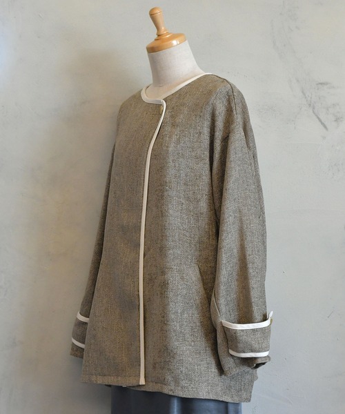 「BITTOKO」 ノーカラージャケット FREE グレー レディース_画像5