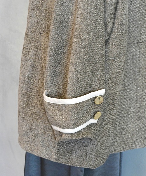 「BITTOKO」 ノーカラージャケット FREE グレー レディース_画像6