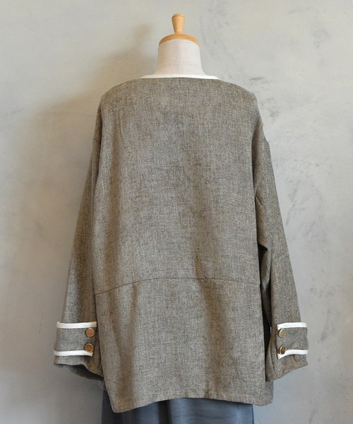 「BITTOKO」 ノーカラージャケット FREE グレー レディース_画像8