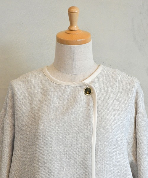 「BITTOKO」 ノーカラージャケット FREE グレー レディース_画像9