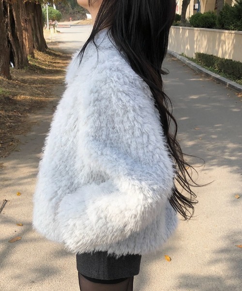 anyonemore コート アウター フェイクファー襟付きダッフルジャケット