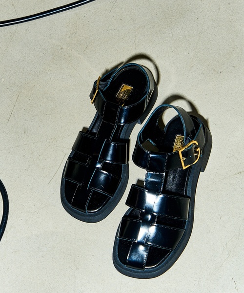 「LE TALON」 フラットサンダル MEDIUM ブラックミックス レディース_画像9