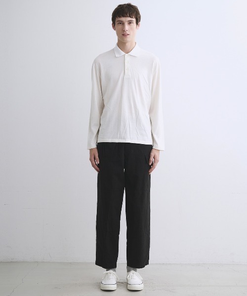 three dots（スリー ドッツ） ポロシャツ コットンウール 長袖