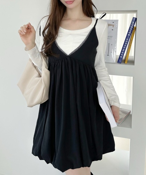 Ada. チュニック バルーンシルエット 肩リボン キャミチュニック