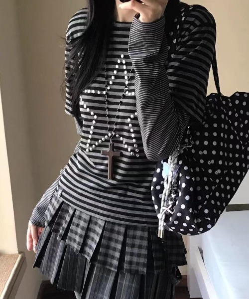 AsRiRe tシャツ 26ss レイヤード風星柄トップス レディース : ZOZOTOWN