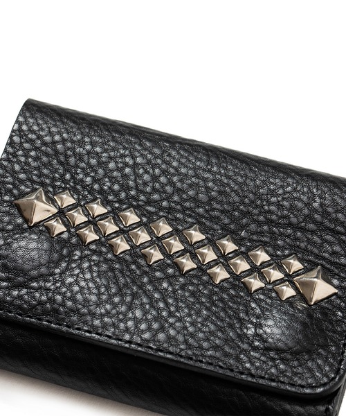 CALEE（キャリー） 財布 STUDS LEATHER FLAP HALF WALLET スタッズ