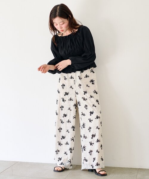 パンツ 「WEB先行」ドットフラワーパンツ レディース_9