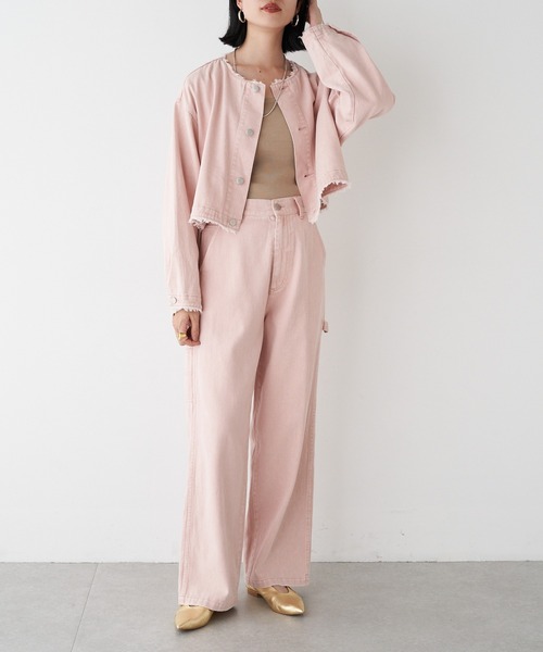 【新品】SHENERY シーナリー デニムジャケット/Free size SHENERY（シーナリー） デニムジャケット FREE ピンク レディース