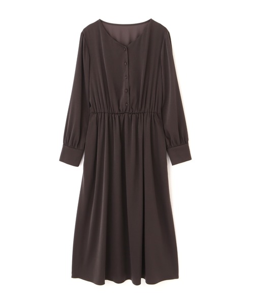 「NATURAL BEAUTY BASIC」 長袖ワンピース LARGE チャコールグレー レディース_画像5