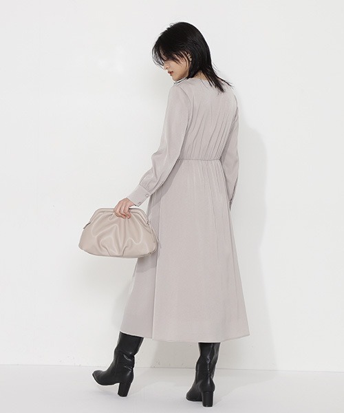 「NATURAL BEAUTY BASIC」 長袖ワンピース LARGE チャコールグレー レディース_画像9