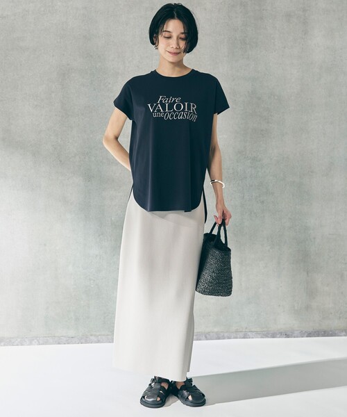スカート 「WEB限定カラー」スゴ機能美ニット Iラインスカートの画像