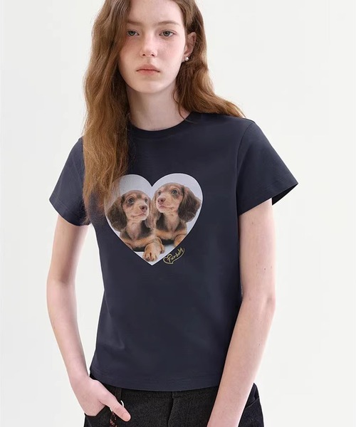 tシャツ 半袖 ダックスフンドモチーフ プリントT 半袖Tシャツ FX26S022
