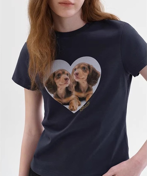 tシャツ ダックスフンドモチーフ プリントT 半袖Tシャツ FX26S022