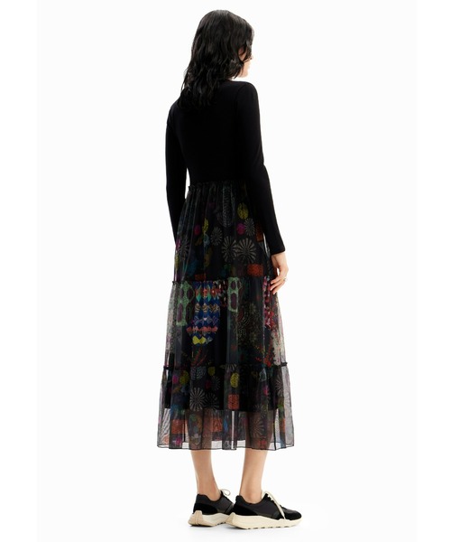「Desigual」 ドッキングワンピース M ブラック レディース_画像4