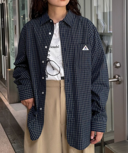 「GEVACO」 長袖シャツ MEDIUM ネイビー メンズ_画像9