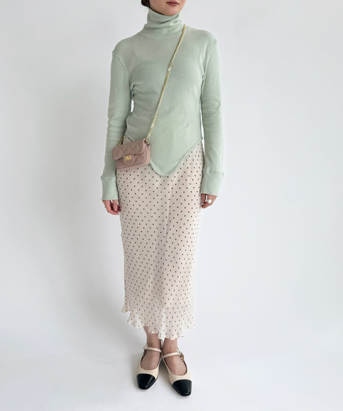 tシャツ 「PAN for LULU」EYELET MESH LACE TURTLE レディースの画像