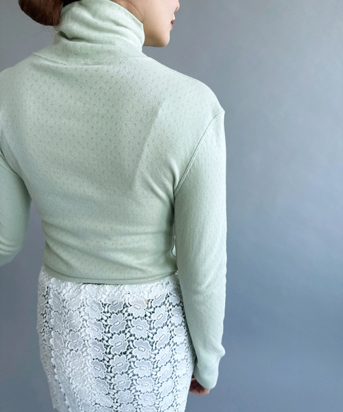 tシャツ 「PAN for LULU」EYELET MESH LACE TURTLE レディースの画像