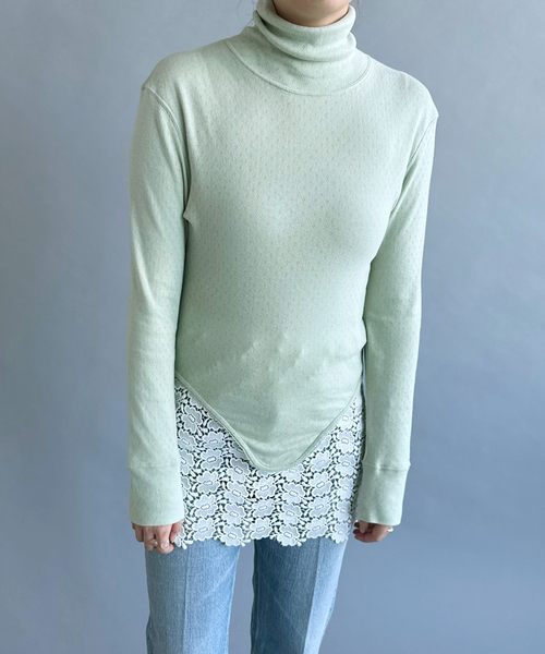 tシャツ 「PAN for LULU」EYELET MESH LACE TURTLE レディースの画像