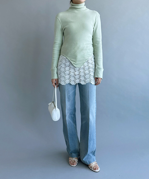 tシャツ 「PAN for LULU」EYELET MESH LACE TURTLE レディースの画像