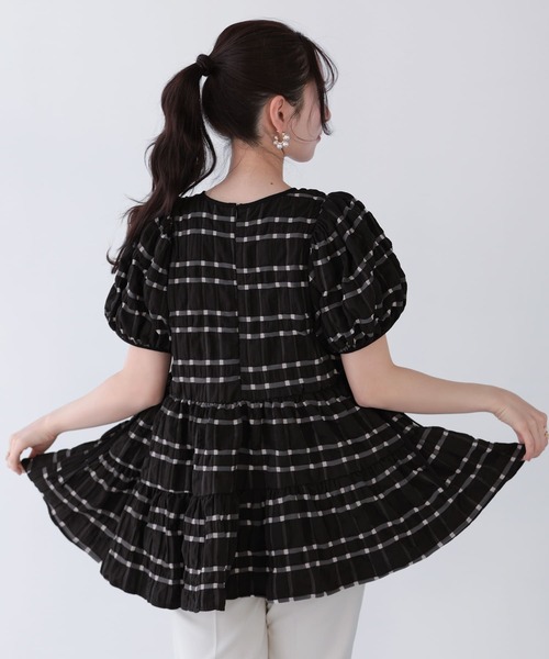 Fit more（フィットモア） ぷっくりチェックティアードトップス