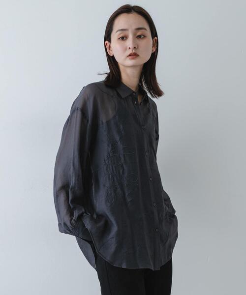 ブラウス シャツ シシュウシアーシャツ レディースの画像