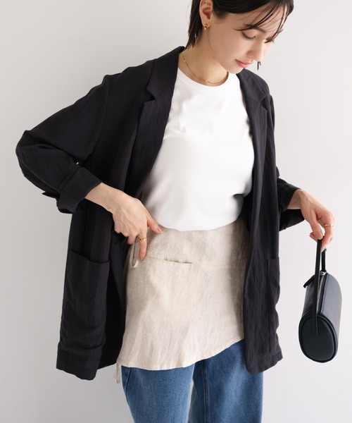 evernavy スカート リネンラップスカート（レイヤード用） 巻き