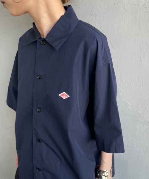DANTON完売品　美品　ダントン 半袖シャツ　ロゴ　ネイビー　38 Danton（ダントン） 半袖シャツ 38 グレイッシュベージュ レディース