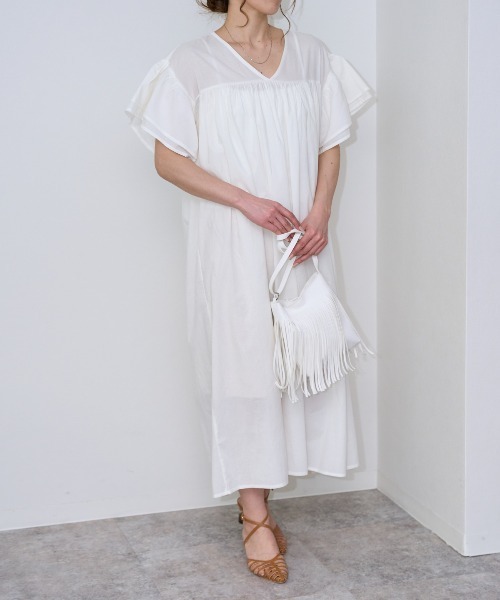 TRIANGLE PALETTE ワンピース ベルト付きフレアワンピース（インド綿