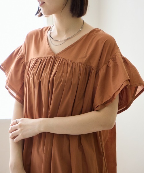 TRIANGLE PALETTE ワンピース ベルト付きフレアワンピース（インド綿