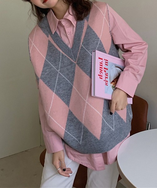 ベスト ジレ バイカラーニットベスト レディース STEVEN ALAN ベスト ジレ 「Steven Alan」バイカラー ニット