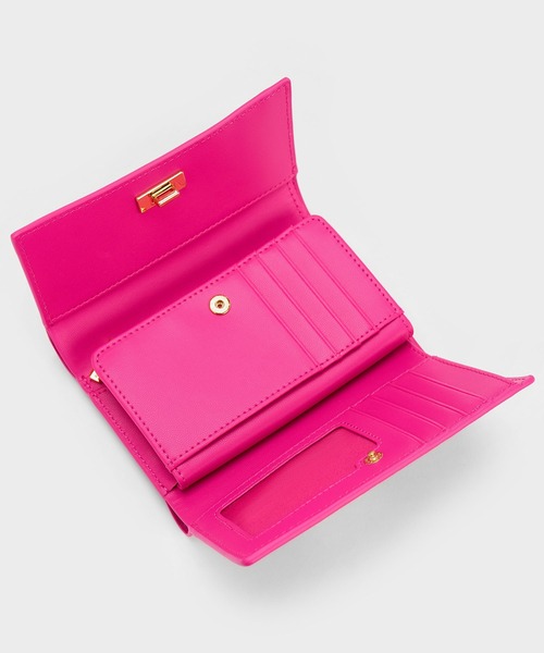 CHARLES & KEITH◇Huxleyフロントフラップウォレット◇送料込 CHARLES & KEITH｜Huxley ハクスリー メタリックアクセント