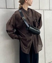 ブラウス シャツ 「サイズ展開あり」シアーオーバーサイズシャツ  