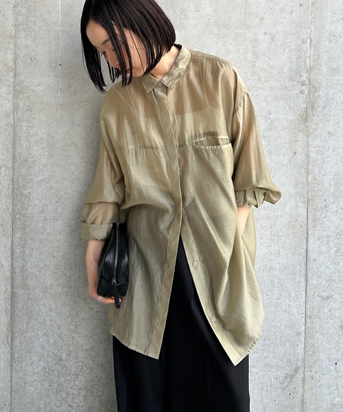 ブラウス シャツ 「定番」シアーオーバーサイズシャツ レディース