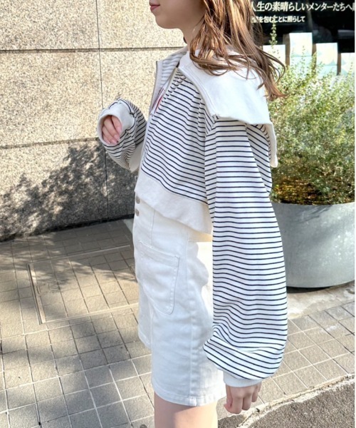 cccmalie シーマリー　スウェット セーラーカラートップス　パーカー OLIVE des パーカー セーラーカラージップアップスウェット