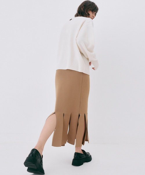 【未使用品】doux bleu　ラップニットスカート　/ UNLIMI 未使用品】doux bleu ラップニットスカート / UNLIMI