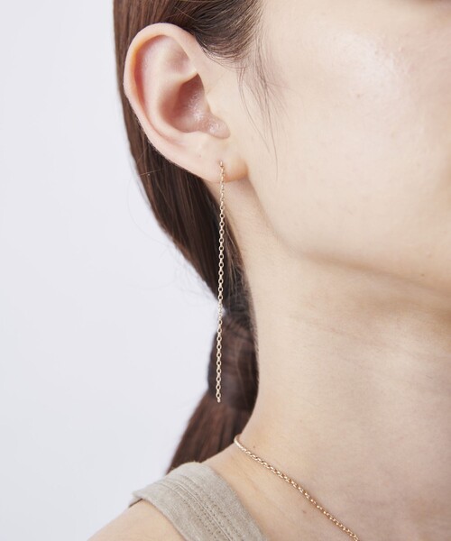 ete bijoux ピアス K18RBG トーン チェーン ロングピアス